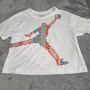 NIKE AIR JORDAN JUMPMAN GRAPHIC LOGO GIRLS YOUTH MED CROP TOP T-SHIRT SZ  10/12